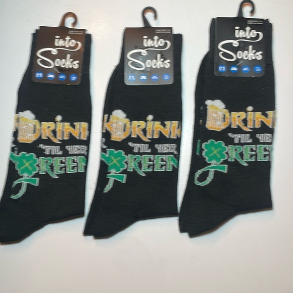 Socks men’s St Patty’s day drink til yer green new 3 pair size 7-12 - Picture 1 of 3